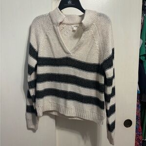 Ana Cream and Black Striped Sweater